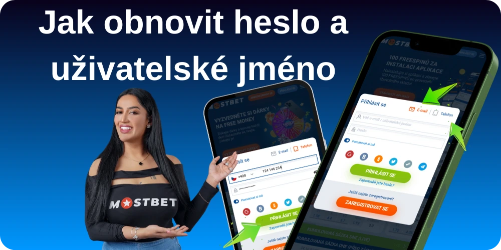 Obnovení hesla jedním kliknutím v aplikaci Mostbet