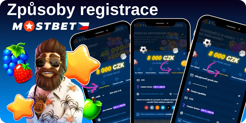 Různé způsoby registrace na Mostbet